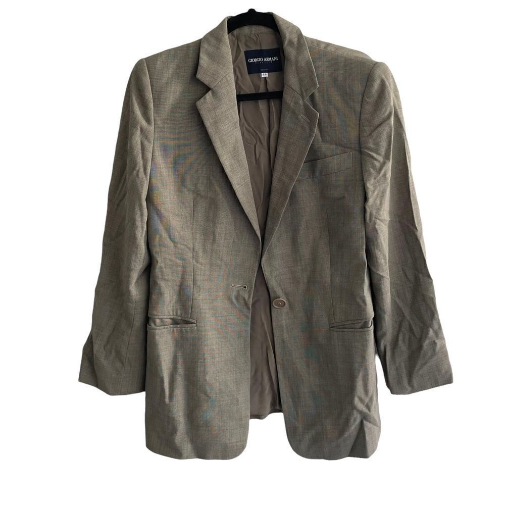 GIORGIO ARMANI Classico Wool Long Blazer Jacket Tan 44